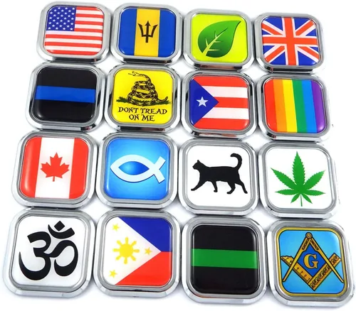 Miniatura 4 de Calcomanía 3D de bandera de Ucrania con borde cromado, calcomanía 3D para parachoques de 2 pulgadas
