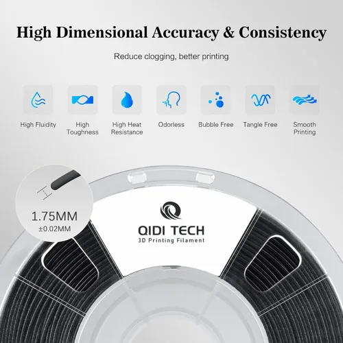 Miniatura 3 de R QIDI TECHNOLOGY PETG-Tough - Filamento PETG para impresora 3D, filamento PETG de 0.069 pulgadas, filamento de impresión 3D, carrete de 2.2 libras