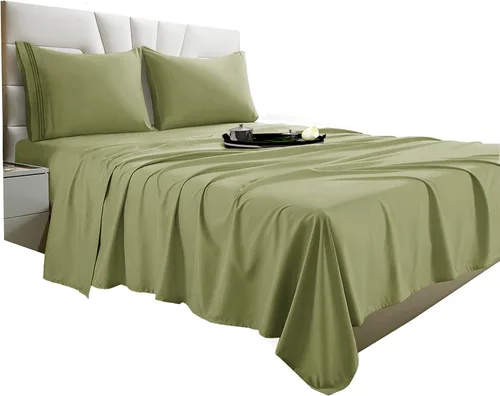 Miniatura 21 de Vacco Juego de sábanas tamaño Queen, sábanas y fundas de almohada de 4 piezas para hotel de lujo de la serie 1800, sábanas ultrasuaves