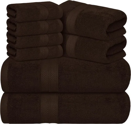 Miniatura 13 de Avalon Towels Juego de toallas de lujo de 8 piezas, 2 toallas de baño, 2 toallas de mano y 4 toallas pequeñas, 100% algodón hilado en anillo de 600