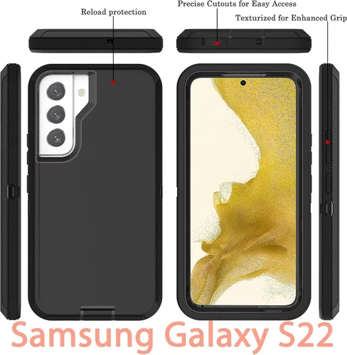 Miniatura 3 de YmhxcY Funda S22, funda para Galaxy S22, funda duradera de 3 capas a prueba de caídas, protección contra caídas, funda de goma sólida mate