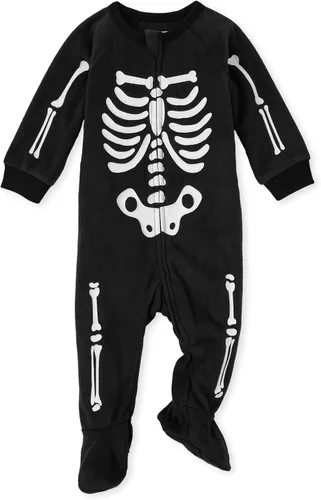 Miniatura 60 de The Children's Place - Pijama familiar de una pieza a juego para niños y bebés, pijamas de esqueleto de Halloween, forro polar