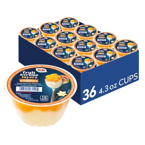 Miniatura 10 de Dole - Parfait de melocotones y crema bajo en grasa, 4.3 oz, 24 tazas en total, sin gluten ni lácteos, refrigerios a granel para niños y adultos