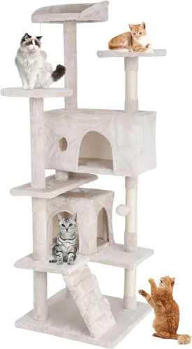 Miniatura 8 de Árbol para gatos de 70 pulgadas para gatos de interior, condominio de varios niveles con caja de arena, postes rascadores para gatos