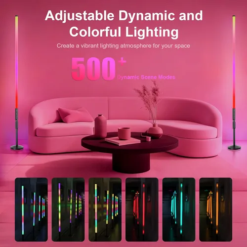 Miniatura 2 de Paquete de 6 tubos de luz RGB con soporte de 4 pies, varita de luz LED de 5000 mAh, 5000 mAh, 500 efectos de iluminación, barra LED portátil