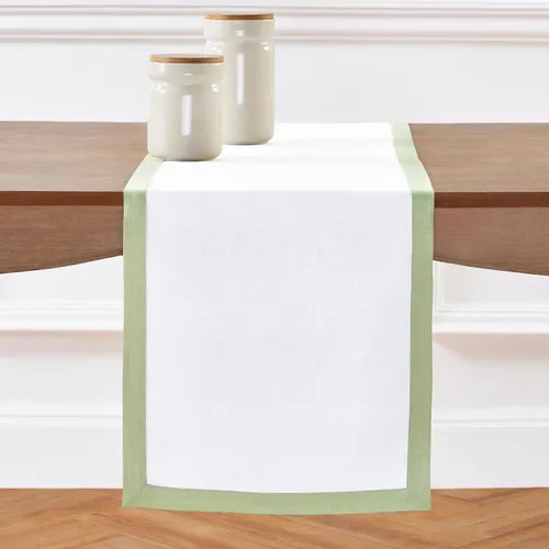 Miniatura 11 de Solino Home Camino de mesa de lino de 90 pulgadas de largo, 100% lino puro, camino de mesa color índigo y blanco, 14 x 90 pulgadas para primavera