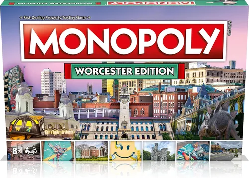 Miniatura 2 de Monopoly Board Game Worcester Edition: 2-6 jugadores Juegos de mesa familiares para niños y adultos, juegos de mesa para niños de 8 años