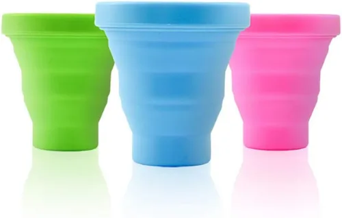 AKOAK Taza de viaje plegable de silicona, taza portátil para hacer gárgaras, para salir, viajar y acampar (juego de 3, color caramelo)