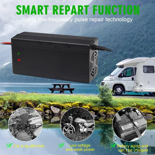 Miniatura 2 de Cargador de batería LifePO4 de 12V 10A 14.6V Cargador inteligente y mantenedor para baterías automotrices recargables LiFePO4 de litio y hierro
