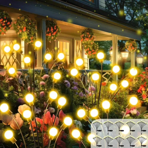 Miniatura 12 de 2026 Luces Solares Actualizadas para Exteriores, Juego de 8 Luces de Jardín Solares con 2 Modos, Luces de Luciérnaga al Aire Libre Impermeables