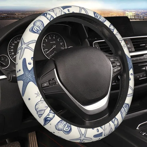 Miniatura 10 de Funda para volante de coche SAKTEPLE con forro antideslizante, funda universal de 15 pulgadas, accesorios de interior de coche de moda para mujeres