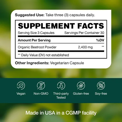 Miniatura 7 de Fresh Nutrition Cápsulas orgánicas de raíz de remolacha – 2400 mg de dosis potente – Soporte antioxidante – Vegano, sin OMG, sin gluten – 90 cápsulas