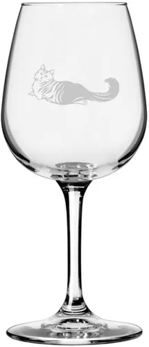 Miniatura 109 de Copa de vino de 12.75 onzas con temática de gato abisinio grabada para todo uso