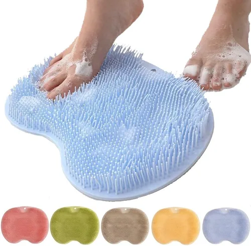 Alfombrilla de silicona para pies de ducha, limpiador mejorado de pies con ventosas para montar en la pared, almohadilla de limpieza mejorada para