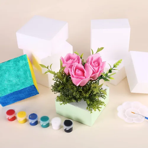 Miniatura 6 de AMZQNART 8 paquetes de bloques de espuma para manualidades, bloques cuadrados de espuma de poliestireno de 4x4x2 para escultura artística, arreglos