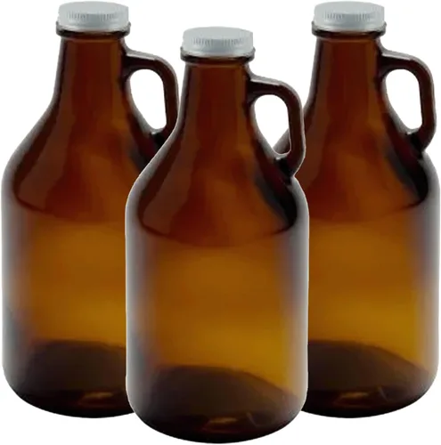 Planterium - Vaso de vidrio ámbar con tapa de 32 onzas, paquete de 3, perfecto para elaboración casera, kambucha, preparación fría y almacenamiento