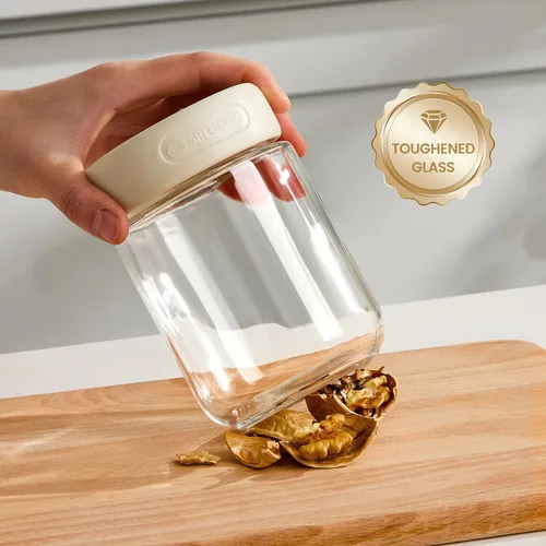 Miniatura 5 de Paquete de 6 tarros de vidrio de 16 onzas con tapas, tarros de almacenamiento de vidrio, recipientes de yogur con tapas para ensalada de pudín