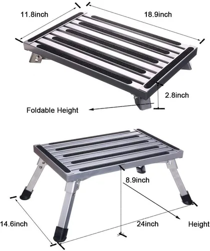 Miniatura 4 de Plataforma portátil para escalones de caravana, patas de goma antideslizantes y plegables, capacidad de carga de 330 libras, escalera duradera