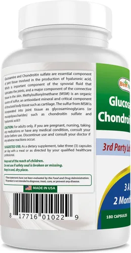 Miniatura 7 de Best Naturals Glucosamina condroitina y MSM (no OGM) - Promueve la salud de las articulaciones - 180
