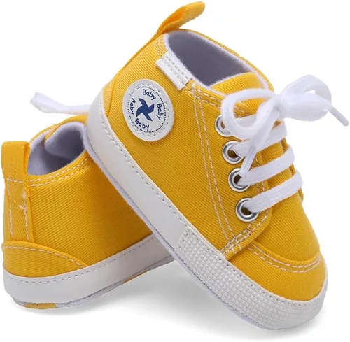 Miniatura 6 de Baby Girls Boys Shoes Soft Anti-Slip Sole Newborn First Walkers High Top Canvas Denim Unisex Infant Sneaker