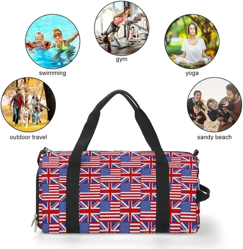Miniatura 3 de Bolsa de gimnasio con bandera de Estados Unidos y Reino Unido para mujeres y hombres, bolsa de lona ligera, bolsa de viaje con correa para el hombro