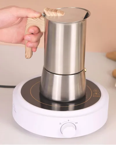Miniatura 8 de Sivaphe Cafetera de 4 tazas de Acero Inoxidable para Estufa Soporte de Inducción Olla Moka Italiana de 10 oz Cafetera Cubana Duradera 200ml