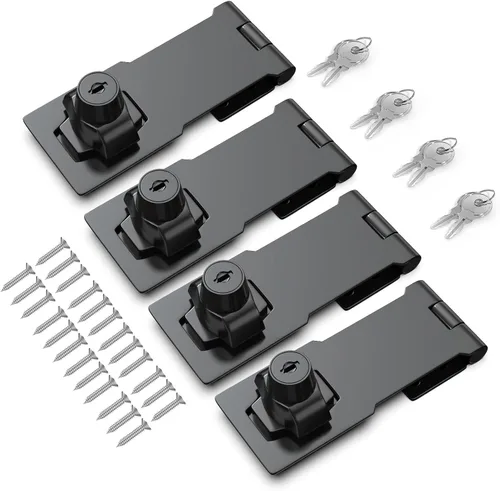 Miniatura 25 de Cerradura de cerrojo con llave de 2.5 pulgadas para armarios y puertas pequeñas, diseño de perilla giratoria, aleación de zinc resistente con hierro