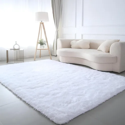 Miniatura 17 de Alfombras para dormitorio de niñas sala de estar: alfombra de área peluda de 5 x 7 para sala de juegos de niños, alfombra peluda de felpa pastel
