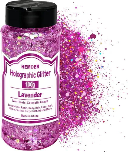 Miniatura 13 de HEMOER Purpurina Gruesa Holográfica, 12 Colores de Lentejuelas Brillantes, Conjunto de Purpurina de Poliéster Exclusivo Mixto para Resina Epoxi