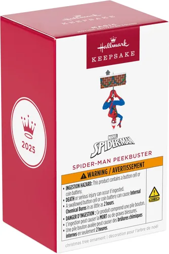 Miniatura 6 de Adorno de Navidad Colgante de Hallmark Keepsake 2025, Marvel Spider-Man Peekbuster con Sonido Activado por Movimiento, Regalos para Fans de Marvel