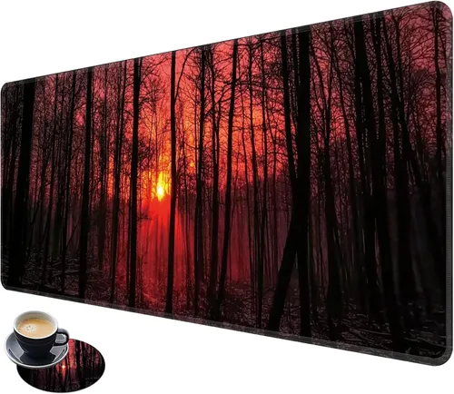 Miniatura 13 de Alfombrilla de mouse extendida grande para videojuegos, 31.5 x 11.8 pulgadas, alfombrilla antideslizante para mouse con bordes cosidos, portavasos