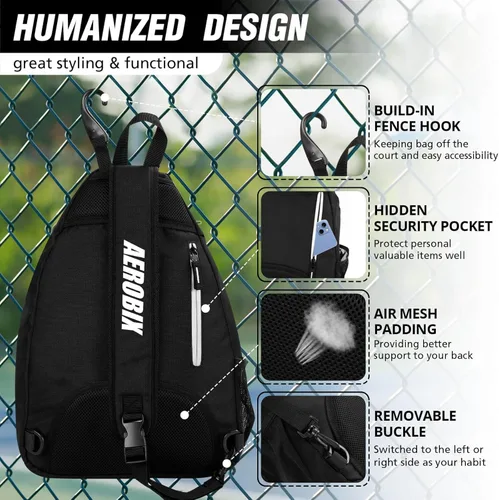 Miniatura 4 de Bolsa de Pickleball AEROBIX para Mujeres y Hombres, Mochila de Pickle Ball - Cremalleras Mejoradas, Gran Capacidad, Bolsillo Acolchado para Pala