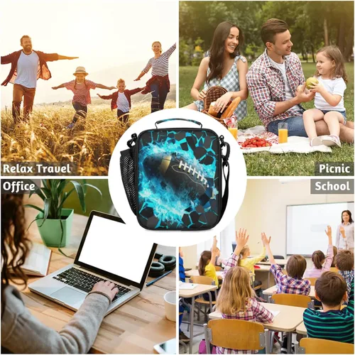 Miniatura 8 de Lonchera para niños – Lonchera aislada a prueba de fugas para niños y niñas, bolsa de almuerzo portátil para escuela, trabajo, picnic con correa