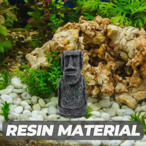 Miniatura 3 de balacoo Estatua de Moai de Pascua para decoración de acuario, estatua de cabeza de isla de Pascua de resina, decoración de paisaje de peces Betta