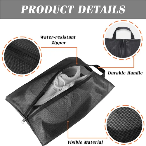 Miniatura 2 de Moyad Bolsa para zapatos de viaje para hombres y mujeres, paquete de 2 bolsas grandes XXL para zapatos con cremallera, organizador de zapatos, bolsa