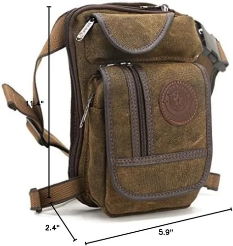 Miniatura 8 de Canvas Drop Leg Bag Outdoor Waist Pack for Men Women Tactical Military Motorcycle Bike Cycling Multi-Pocket Waist Fanny Pouch Travel Hiking Climbing