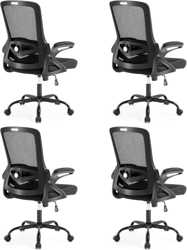 Miniatura 13 de Silla de oficina ergonómica, silla de escritorio con soporte lumbar ajustable, sillas de computadora cómodas de malla transpirable con reposabrazos