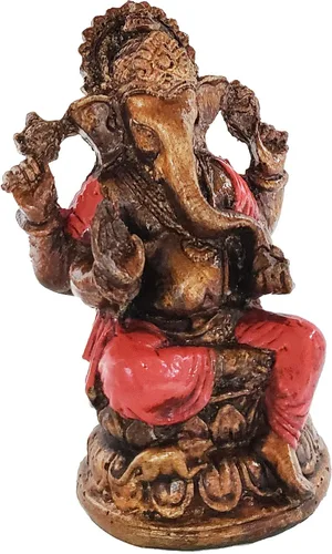 Miniatura 20 de Ganesha - Cabeza de elefante y cuerpo humano que elimina obstáculos del camino de uno, decoración de dormitorio, oficina en casa, estatua Rojo