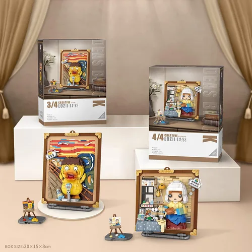 Miniatura 6 de MEIEST Mini bloques de construcción lindo juego de modelo de pintura 3D, colección creativa de estereografía de partículas de simulación