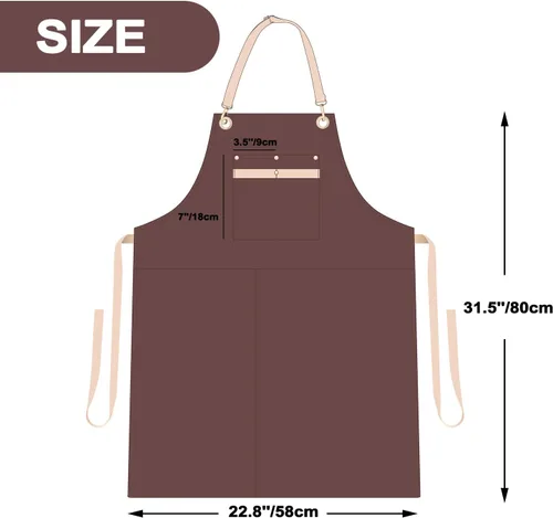 Miniatura 4 de Delantal de chef para hombres y mujeres, delantal ajustable para cocina, hornear, pintura, delantal de lona para jardín, restaurante, cafetería