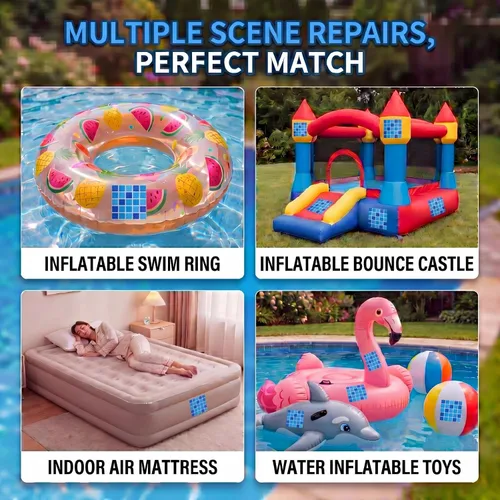 Miniatura 6 de Nuanchu Parche de vinilo autoadhesivo para alberca, hoja de reparación de PVC impermeable para piscinas sobre el suelo, casa de rebote, barco