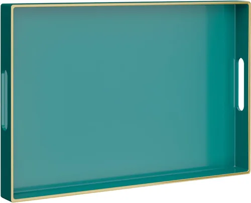Miniatura 19 de MAONAME - Bandejas de servir azules con asas, bandeja decorativa ovalada para mesa de café, juego de bandejas anidadas de 2, bandeja de tocador
