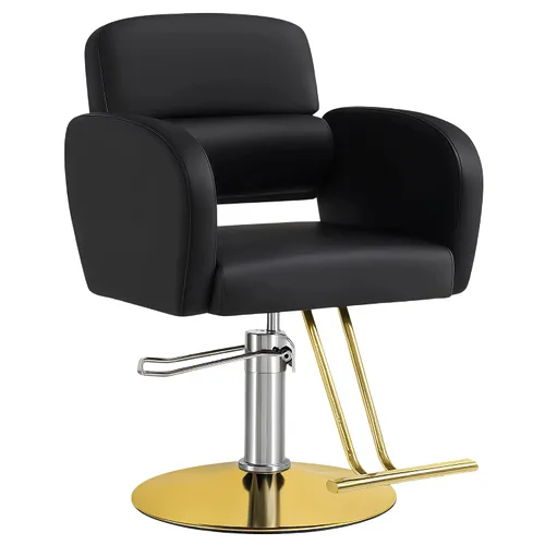 Miniatura 12 de Silla de salón rosa para estilista, silla de peluquería hidráulica ajustable en altura giratoria de 360 grados, sillón de peluquería para mujer