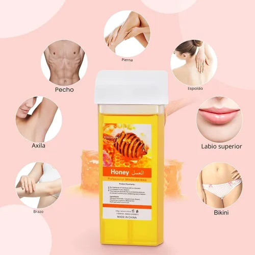 Miniatura 2 de Cera enrollable, cartucho de cera depilatoria de miel, repuesto de rodillo de cera depilatoria, paquete de 4 – material 100% natural