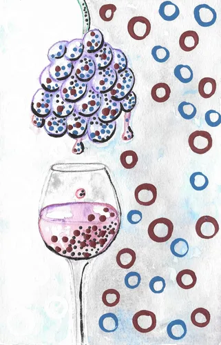 Miniatura 6 de Vino Tinto y Uvas Moradas Arte vinos pinturas Pinot Noir Malbec Nebbiolo Sangiovese Syrah Shiraz Merlot Cabernet Sauvignon Zinfandel StickyKitties