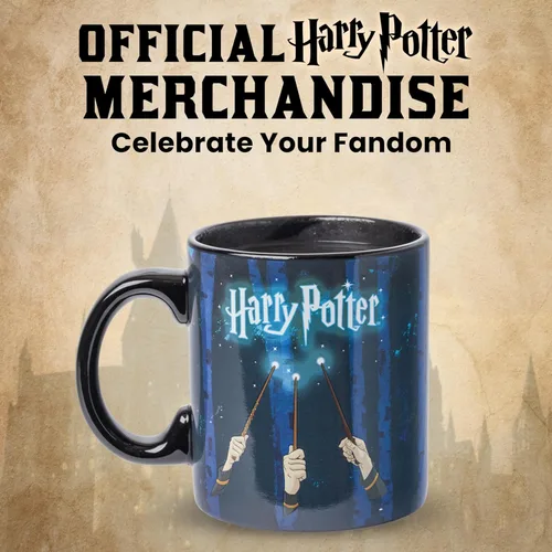 Miniatura 6 de Silver Buffalo Harry Potter Wand Reveal Heat Reveal - Taza de cerámica, 20 onzas Varita de Harry Potter
