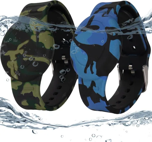 Miniatura 13 de Paquete de 2 pulseras impermeables AirTag para niños, pulsera impresa oculta para Apple AirTag, funda de silicona para AirTag y rastreador