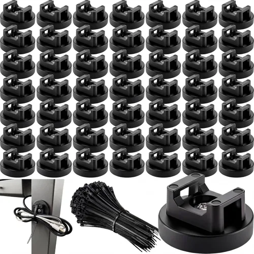 Miniatura 12 de Yookeer 120 piezas de soporte magnético para cables, multiusos, bases magnéticas de gestión de cables con cremallera resistente, montaje de bridas