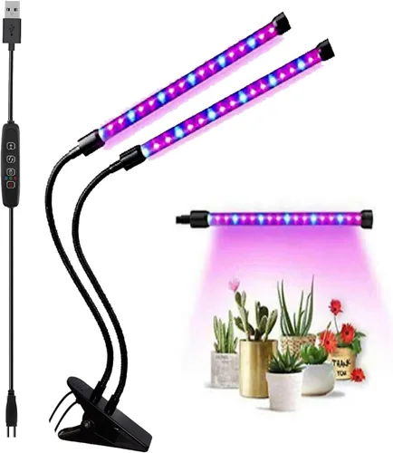 Miniatura 10 de Luces de Cultivo para Plantas de Interior 20 LED, Luces de Cultivo de Plantas de Interior de Espectro Completo Auto Encendido Apagado