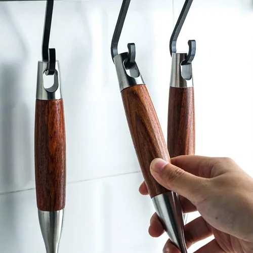 Miniatura 4 de Espátula china profesional para wok, utensilios de wok de acero inoxidable 18/10 de 15.7 pulgadas con mango de madera resistente al calor para freír